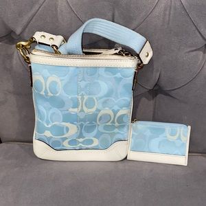 Coach Multi Leather trimmed crossbody w/ coin purse bundle